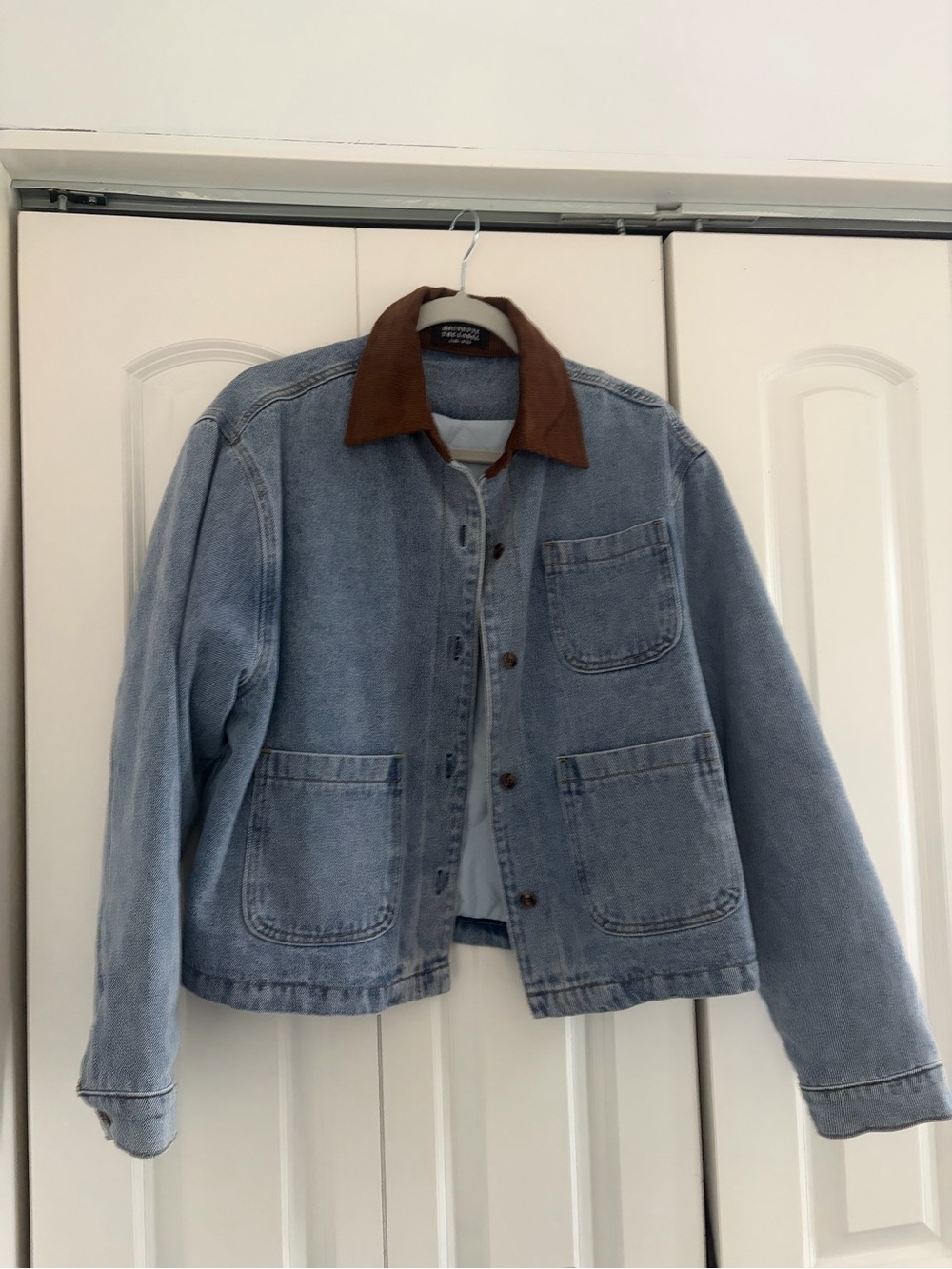 Brunette the Label - Light Blue Denim Jacket with Brown Collar